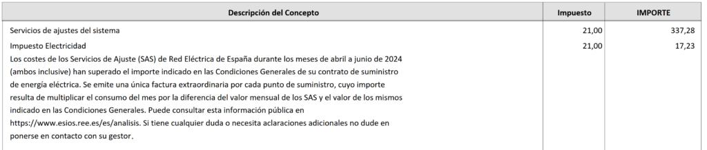 Servicios de Ajuste del Sistema (SAS) - Factura REAL